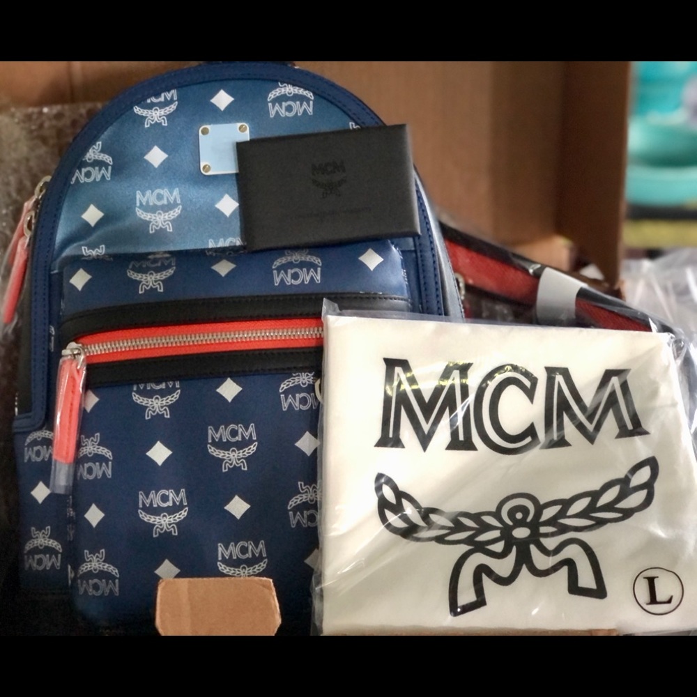 MCM Navy/Orange Backpack